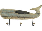 Handcrafted Whale Wall Hanging w 3 Hooks 56cm V637-12813WHL