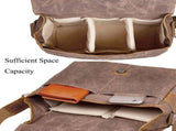 Waterproof Waxed Canvas Camera Bag, Retro Leather Crossbody Messenger Bag for DSLR Camera and V1237-ZY-924-274