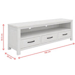 Foxglove ETU Entertainment TV Unit 166cm 3 Drawer Solid Mt Ash Wood - White V315-V-FLOR-011