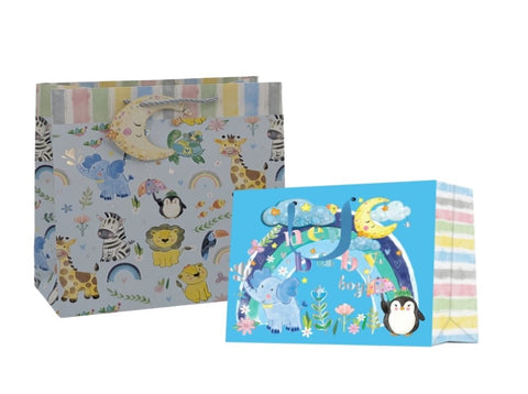 bulk 24 Large Welcome Baby Boy Gift Bag 2 Asst 26x32cm V637-WRP38702