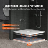Shower Curb Kit, 914x914mm Shower Pan Kit with 160mm Central Drain, Lightweight EPS Shower V952-LYAZDB3636YCVU1CGV0