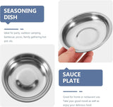 10 Pack 10cm Stainless Steel Dipping Dishes, Reusable Sauce Appetizer Plates for Camping, Silver V1188-MS-721-293
