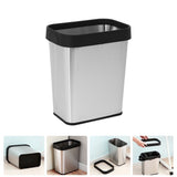 Stainless Steel Trash Can Garbage Bin for Kitchen, Bedroom, Bathroom - Decorative Wastebasket and V1370-AZ4-09866