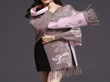 Double-sided Jacquard Cheongsam Shawl, Color-Blocked Fringed Cape Design, Autumn/Winter Fashion & V1232-SMWJPJ004
