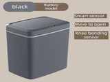 Black Intelligent Dual-Sensor Trash Can - Slim-Fit Touchless Battery-Powered V888-ELOSUNG45953