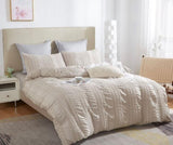 Tufted Boho Striped Embroidery Quilt/Doona/Duvet Cover Set - Super King Size V493-JHHI-SK15