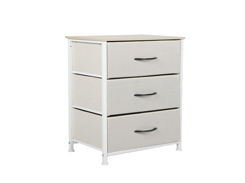 Levede Chest of 3 Drawers Bedside Table Beige CH1051-CR_NZ