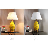 SOGA Textured Ceramic Oval Table Lamp with Gold Metal Base Yellow TABLELAMP180YELLOW