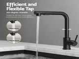 Cefito Stainless Steel Sink 30x45CM With Pull Out Mixer Tap Kitchen Basin Single Bowl Black SINK-BLACK-3045-48