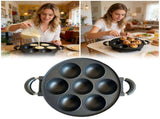 Round 7 Cavity Nonstick Frying Pan Dual Handle Skillet For Mini Pancakes Fried Eggs Home Stovetop V1369-AZ3-W-14901