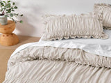 Vintage Design Homewares Haven Natural Washed Cotton Ruched Quilt Cover Set Single V442-HIN-QUILTCS-HAVEN-NATURAL-SB
