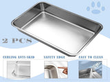 2 Pack Stainless Steel Cat Litter Box - High Side Metal Cats Toilet Large Rust Proof Litter Pan with V1259-DP01-I-00014