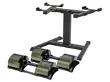 Powertrain Eon Dial Up 90KG Adjustable Dumbbells Pair with Stand - Green DMB-B14-045-GN-2S