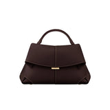 Coffee Elegant Womens Genuine Cowhide Leather Top Handle Satchel - Chic Flap Crossbody Shoulder Bag V888-ELOSUNG32067