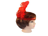 12x 1920s FLAPPER HEADBAND Headpiece Feather Sequin Charleston Gatsby Party BULK - Red V563-BR-12FLAPPERHDBND-RED