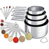 18PCS Measuring Cups Spoons Set - Includes 4 Stainless Steel Measuring Cups,9 Measuring Spoons V1369-AZ3-W-21626