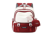 Red and White Large Capacity Student Backpack - Durable Oxford Cloth School Bag with Laptop V888-ELOSUNG32510