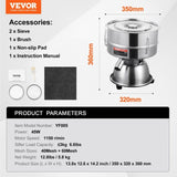 Automatic Electric Vibrating Sieve, Stainless Steel Sifter Shaker Machine with 4060 Mesh, 45W V952-ZDZSJTM40M608SJJRV3