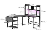Levede L Shaped Gaming Desk with LED Lights Black DH1053-BK
