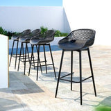 Gardeon 4x Outdoor Bar Stools Plastic Black ODF-BA-CHAIR-PP-4X