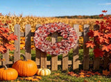 Fall Polyester Front Door Wreath, 45 x 9 cm with LED Lights, Maple Leaves and Berries, Reusable V1366-AZ2-W-16027
