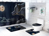 3PCS Night Theme Shower Waterproof Non Slip Bathroom Mat Rug Toilet Lid Cover Set V1294-YM0901-JY29014-01