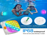 Rechargeable Submersible Pool Lights with Remote, IP68 Waterproof 16 Color Changing LED Lights with V1192-AZ-W-17158