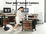 Artiss 2 Fabric Drawer File Cabinet Printer Stand Rolling File Cabinet with Side Bag MET-FC-25155-RB