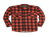 Mens Flannelette Long Sleeve Shirt 100% Cotton Check Authentic Flannel - Full Placket - Red - 9XL V563-FS-FP20-90-9XL