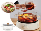 Glass Cooking Pot with Lid, 1.6L Heat Resistant Borosilicate Glass Cookware Stovetop Pot Set, V1370-AZ4-12241