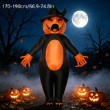 Halloween Inflatable Pumpkin Costume, Black & Orange Color-Blocking with Witch Hat, Battery/USB Dual V1232-CQNGF-001