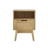 Artiss Rattan Bedside Table 1 Drawer with Shelf - REI Oak FURNI-G-BS-RAT-01-WD