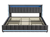 Levede King Bed Frame Fabric Storage Drawer LED USB BF1068-K