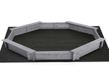 Keezi Kids Sandpit Wooden Round Sand Pit with Cover Bench Seat Beach Toys 182cm Grey SAND-OCTA-177-GR