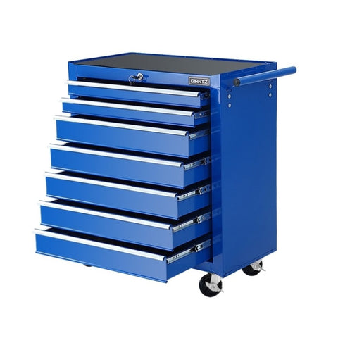 Giantz 7 Drawer Tool Box Cabinet Chest Trolley Storage Garage Toolbox Blue TB-7DR-RL-BL