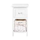 Artiss Bedside Table 1 Drawer with Basket Rustic White X2 ST-CAB-1D-1B-WHX2