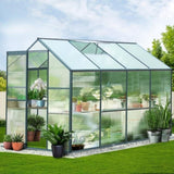 Green Fingers Greenhouse 2.52x1.9x1.83M Aluminium Polycarbonate Green House Garden Shed GH-ALU-252X190-GN-AB