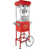 VEVOR Popcorn Popper Machine with Cart Popcorn Maker 850W 8 Oz 48 Cups Red V952-CSBMHJ8OZ850W171EV3