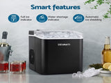 Devanti Ice Maker Machine Portable 12kg Countertop w/Self Cleaning 1.2L Black IM-ZB-OL-15A-BK