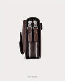 men's business clutch bag, large capacity handbag, double zipper wallet, multi card slots purse, PU V1106-918-60231-BLK-M