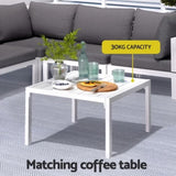 Gardeon 6PCS Outdoor Sofa Set Aluminium Table and Chairs Lounge Patio Furniture ALU-SOFA-AL-6PCS-WH-AB