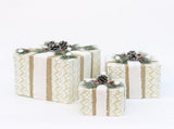 YH99032 Set of 3ative Christmas Gift Boxes with Pine Cones & Berries,without lights - Holiday V888-ELOSUNG11185