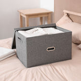 SOGA 2X Grey Super Large Foldable Canvas Storage Cube Clothes Basket Organiser Home Decorative SBOX004X2