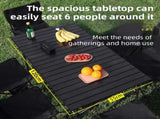 120CM Khaki Portable Folding Egg Roll Camping Table with Storage Bag & Mesh Net- Heavy-Duty Carbon V888-ELOSUNG49112