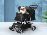 PaWz 4 Wheels Pet Stroller Dog Cat Cage Black ST1002-BK