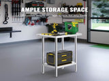 Stainless Steel Prep Table, 24 x 18 x 34 Inch, Heavy Duty Metal Worktable with 3 Adjustable Height V952-CFBXGGZTLCWJ8T6BLV0