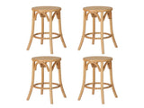 Artiss 4x Bar Stoosl Rattan Seat Wooden BA-L-RA-B13-NAX4