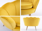 Armchair Lounge Chair Accent Velvet Shell Scallop Round Ottoman Footstool YELLOW V274-FT-VAC-ST-1596-YE