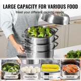 Dumpling Steamer Stainless Steel 5 Titer for for Cook Soup, Noodles, Fishes Work with Gas Electric V952-ZL5CBXGZL30CM0001V0