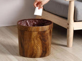 Wood Grain Waste Basket Round Plastic Trash Can Farmhouse Garbage Can with Pressing Ring Household V1192-AZ-W-10292